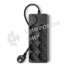 Сетевой фильтр Ippon BK-8-EU-3-10-B 3 м, 8 розеток, черный, коробка