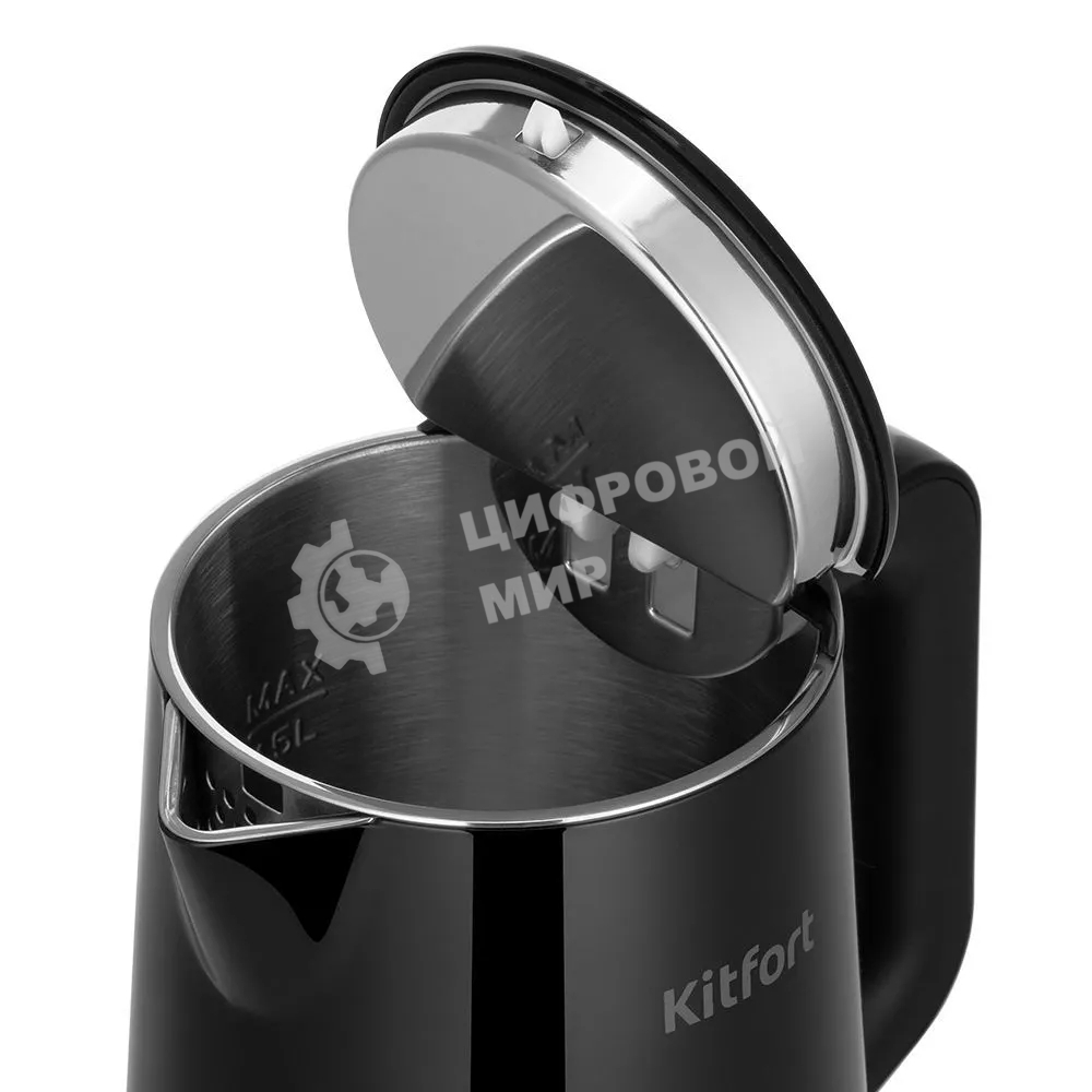 Чайник электрический Kitfort КТ-6186 1.5л. 1800Вт черный корпус: пластик