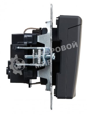 Розетка 1-местная IEK BRITE РСбш10-3-БрГ с заземлением, с защитными шторками и крышкой, 16А IP20, графит