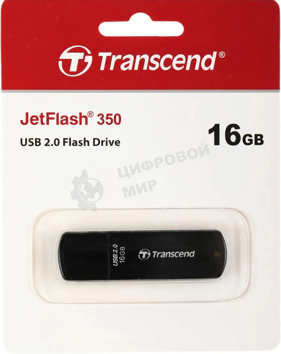 Флешка USB Transcend JetFlash 350 (TS16GJF350), 16Gb, USB 2.0, R/W 15/7, черный
