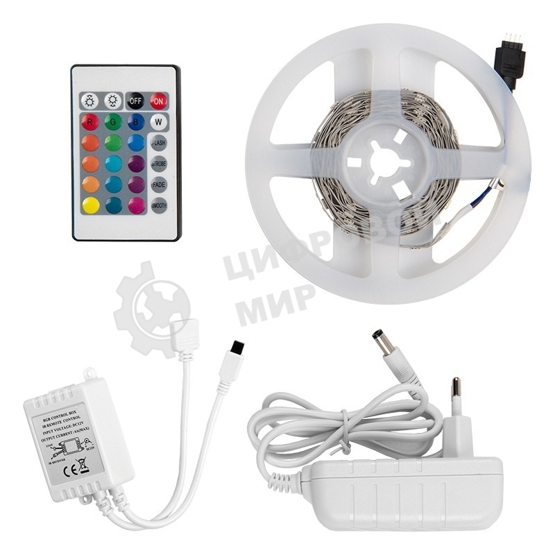 готовый комплект GLS-5050-60-14.4-12-IP20-PRO-RGB-3-KIT 3м с адаптером и IR контроллером