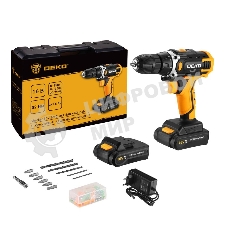 Дрель-шуруповерт Deko Sharker 16V, 16 В, 1,5 Ач, 32 Нм, щеточный