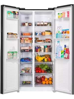 Холодильник Maunfeld MFF177NFB Slim Inverter черный двухкамерный 352/198л морозилка слева, No Frost, Side by Side