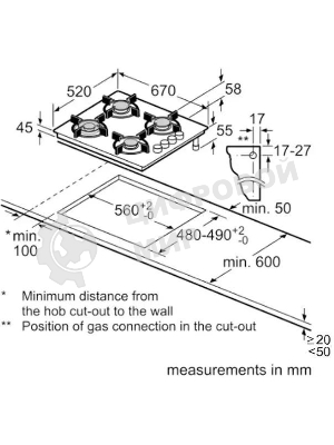 Газовая варочная панель Bosch POP7C2P30O белый