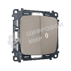 MO364055 Комплект механизма 2-кл выключателя с самовозвратом с подсветкой 5600K OMEGA Серо-бежевый матовый QUANT (OP3640, VM129, G14W)