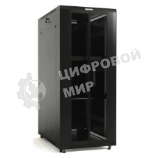 Шкаф серверный Hyperline (TTbR-4261-DD-RAL9004) напольный 42U 600x1000 мм пер. дв. перфор. задн. дв. перфор. 2 бок.пан. направл. под закл.гайки 800кг черный 910 мм 2055 мм IP20 сталь