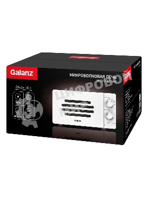 Микроволновая печь Galanz MOS-2007MW белый, 20 л, 700 Вт, переключатели - поворотный механизм