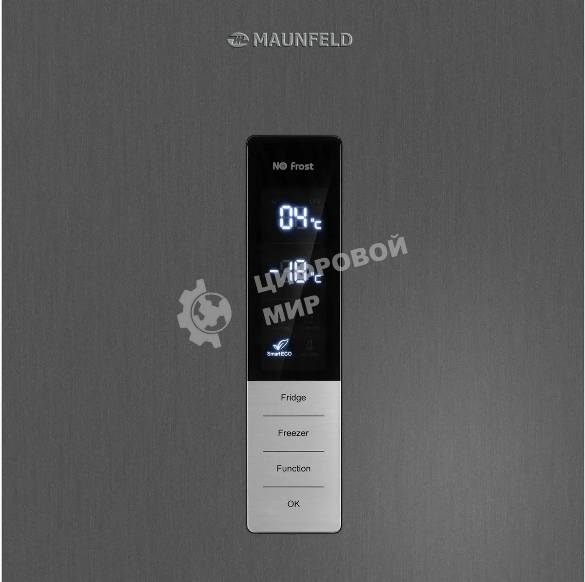 Холодильник Maunfeld MFF200NFSE нержавеющая сталь двухкамерный 271/106л морозилка снизу