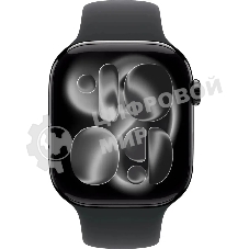 Умные часы Apple Watch Series 11 A3333 46мм OLED корп.черный Sport Band рем.черный разм.брасл.:M/L (MEUX4LW/A)