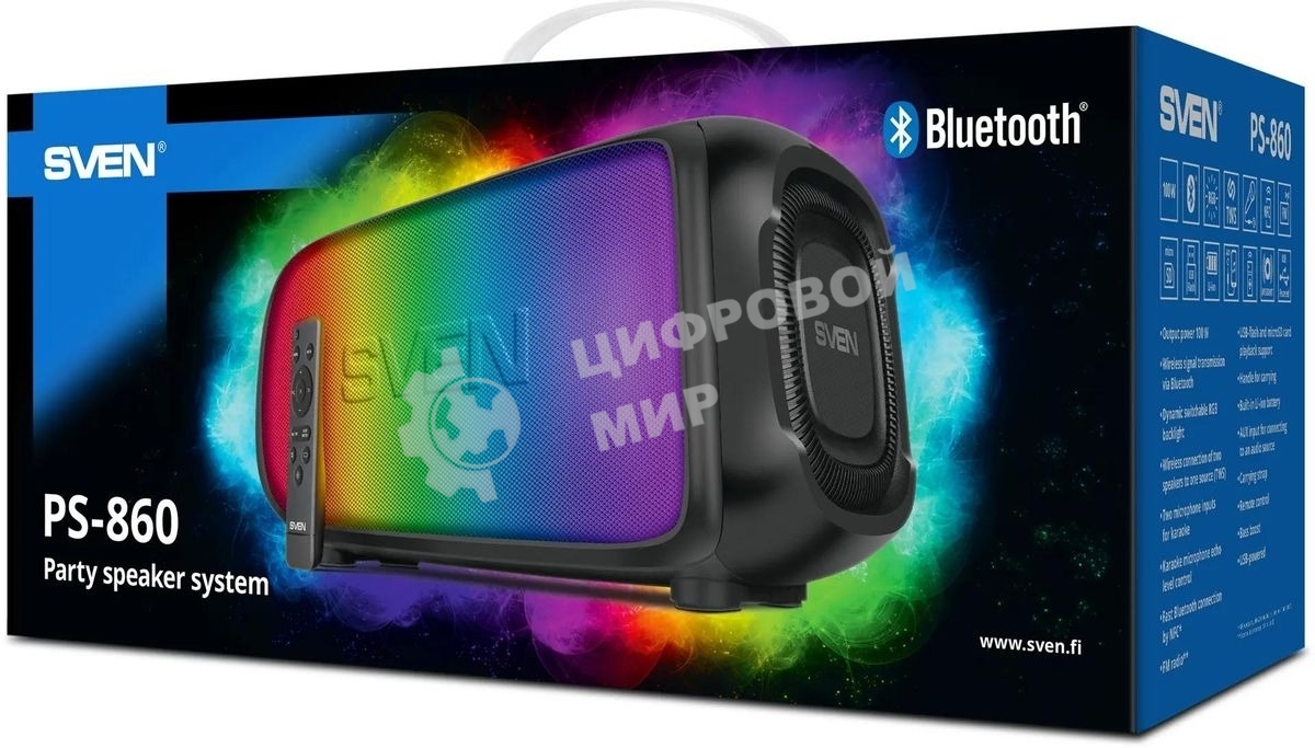 Портативная колонка Sven PS-860 черный 100W 1.0 BT/3.5Jack 5400mAh (SV-022518)