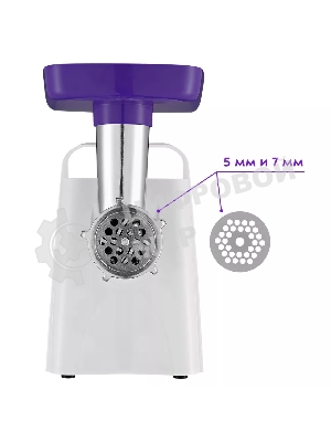 Мясорубка электрическая Kitfort КТ-2112-1 белый/синий, 1300 Вт, 1.2 кг/мин, реверс, насадки - 4