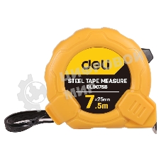 Рулетка Deli DL9075B 7,5мx25мм Метрическая. Корпус ударопрочный.