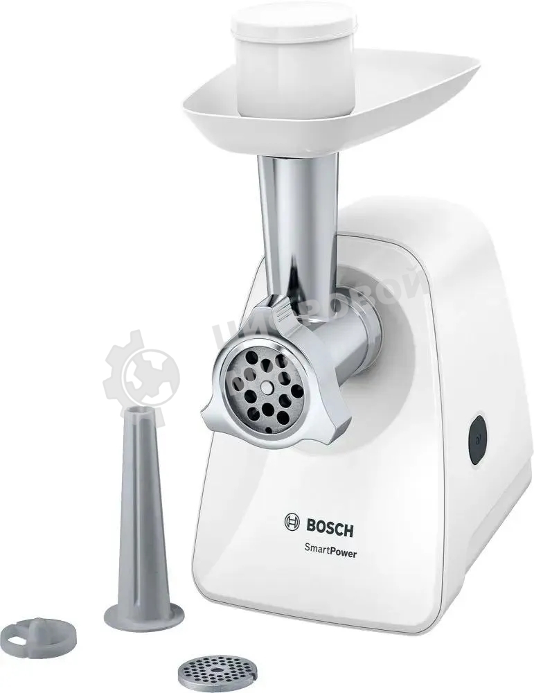 Мясорубка электрическая Bosch MFW2510W белый, 1500 Вт, 1.7 кг/мин, защита от перегрузки, насадки - 3