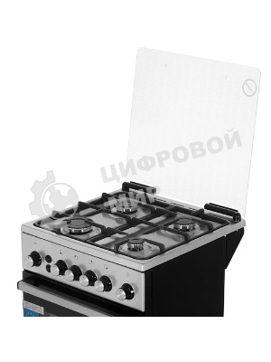 Плита газовая De Luxe 5040.40Г (кр) ЧР-010 серебристый, конфорок 4 шт, духовка 46 л, 50 см x 85 см x 50 см