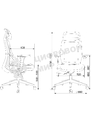 Кресло Бюрократ MC-G411N-H серый, сетка, подголовник