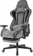 Кресло игровое Бюрократ Zombie Drift/F серый/черный, крестов. пластик, подст. для ног