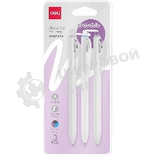 Набор ручек гелевых Deli EG160-3AS белый (3шт) стираемая