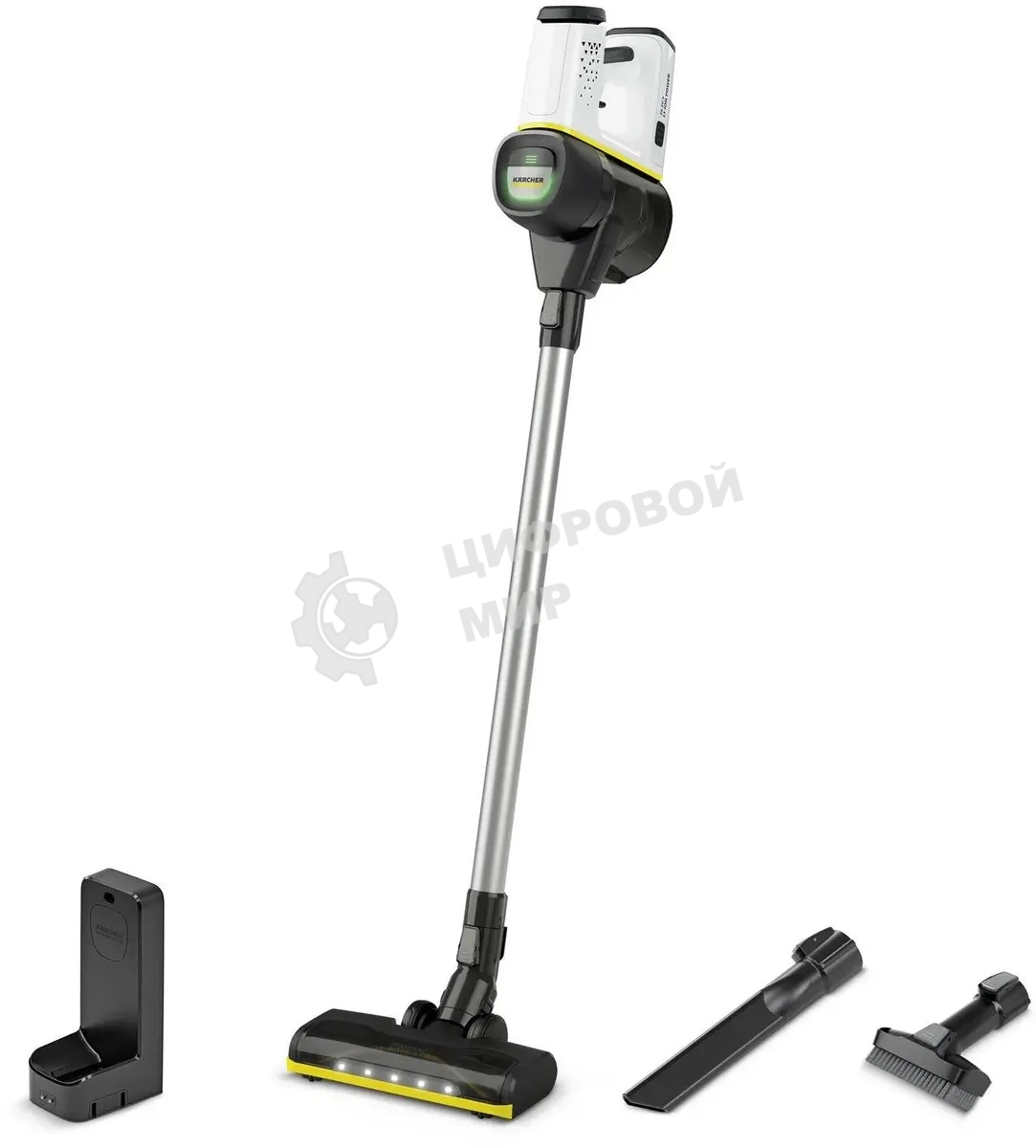 Пылесос вертикальный/ручной Karcher VC 6 Cordless ourFamily белый/черный, питание от аккумулятора, 250 Вт, уборка сухая, пылесборник 0.8 л, работа от АКБ max - 50 мин