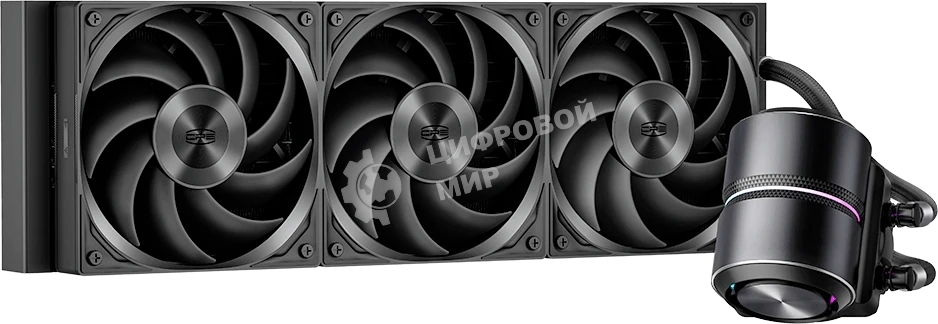 Система охлаждения Water Cooling System PCCooler DE360 Pro BK (300W, 360мм, Black, ARGB Pump, Fans: 3x120мм, 86.73CFM, 32dBA, 2200RPM/Pump height 57мм, 28dBA, 3200RPM, Rad thickness 27мм/S: 1851, 1700, 1200, 115X, AM5, AM4, AM3)