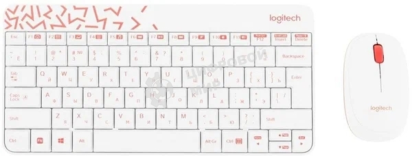 Комплект беспроводной клавиатура+мышь Logitech MK240 White/Red (920-008160)