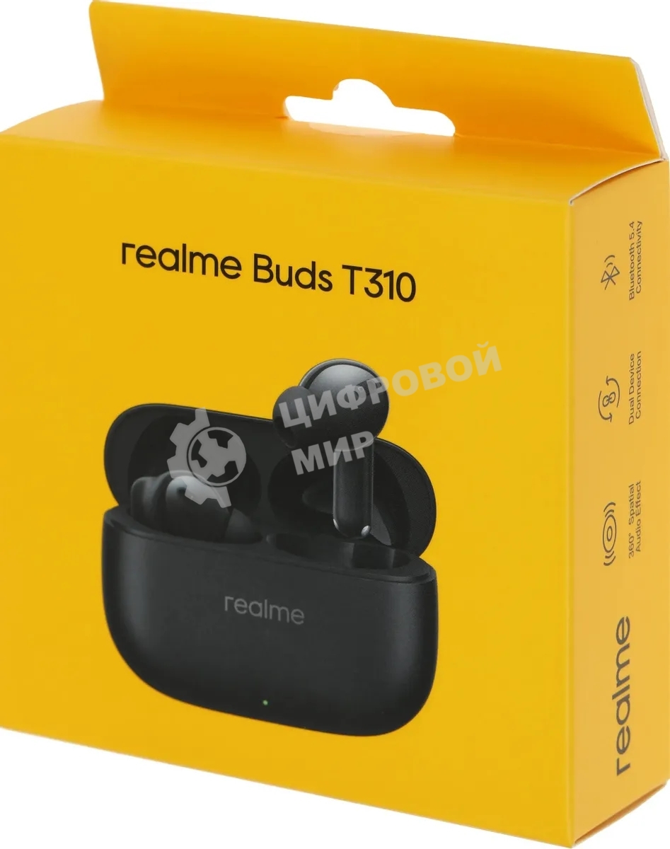 Гарнитура внутриканальные Realme Buds T310 черный беспроводные bluetooth в ушной раковине