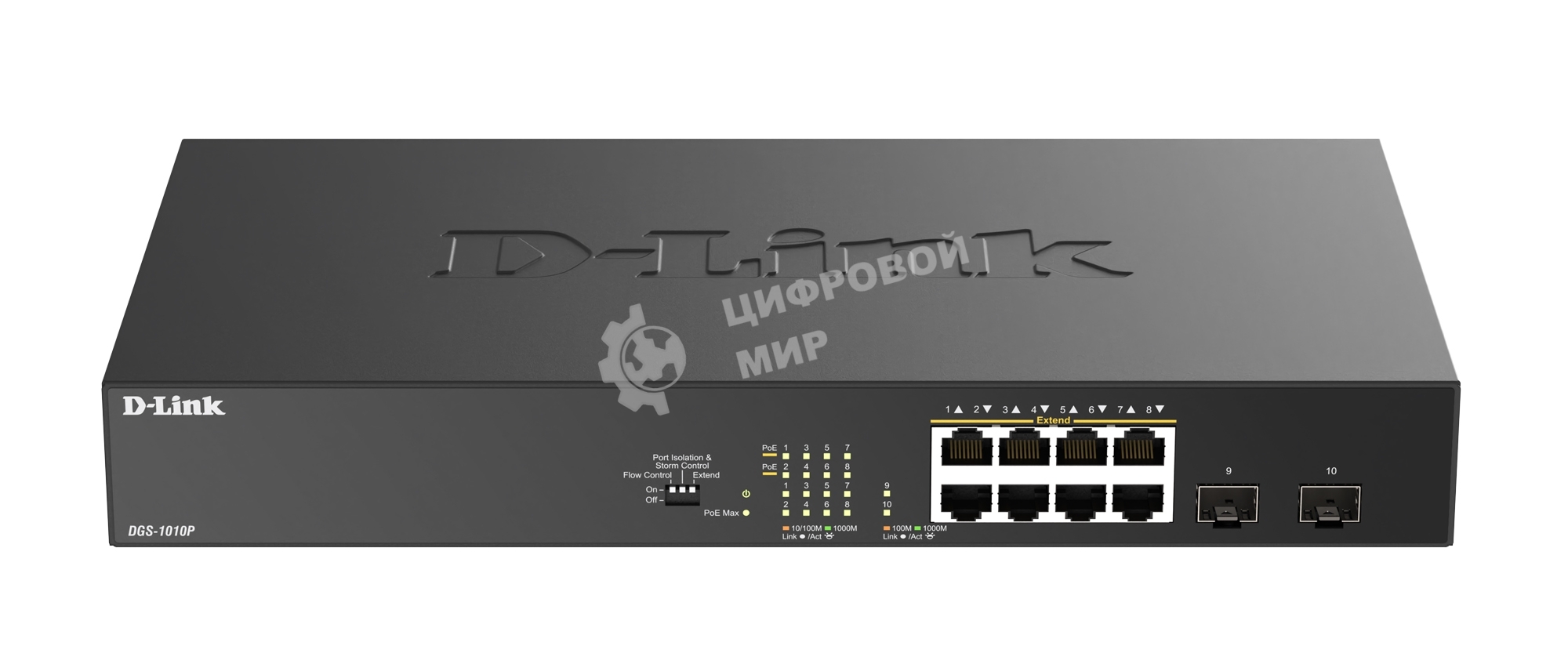 Коммутатор D-Link DGS-1010P/B1A, 8×1 Гбит/с + 2×1 Гбит/с SFP, неуправляемый