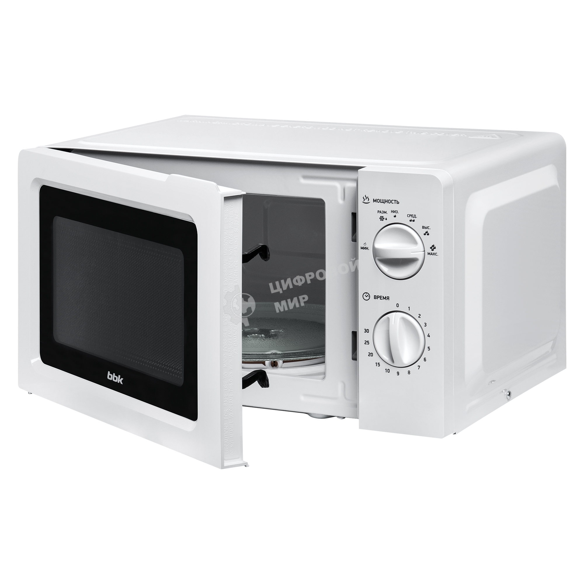 Микроволновая печь BBK 17MWS-781M/W белый, 17 л, 700 Вт, переключатели - поворотный механизм