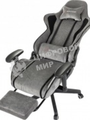 Кресло Бюрократ Zombie Drift/F серый/черный, экокожа, 120 кг, механизм качания, подставка для ног