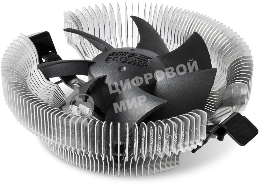 Кулер для процессора PCCooler E80 (65W, 3-pin, 42mm, Al/Cu, -mm, 1x80мм, 29.61CFM, 22dBA, 2000RPM, S: 1851/1700/1200/115X, AM5/AM4, silver, black)