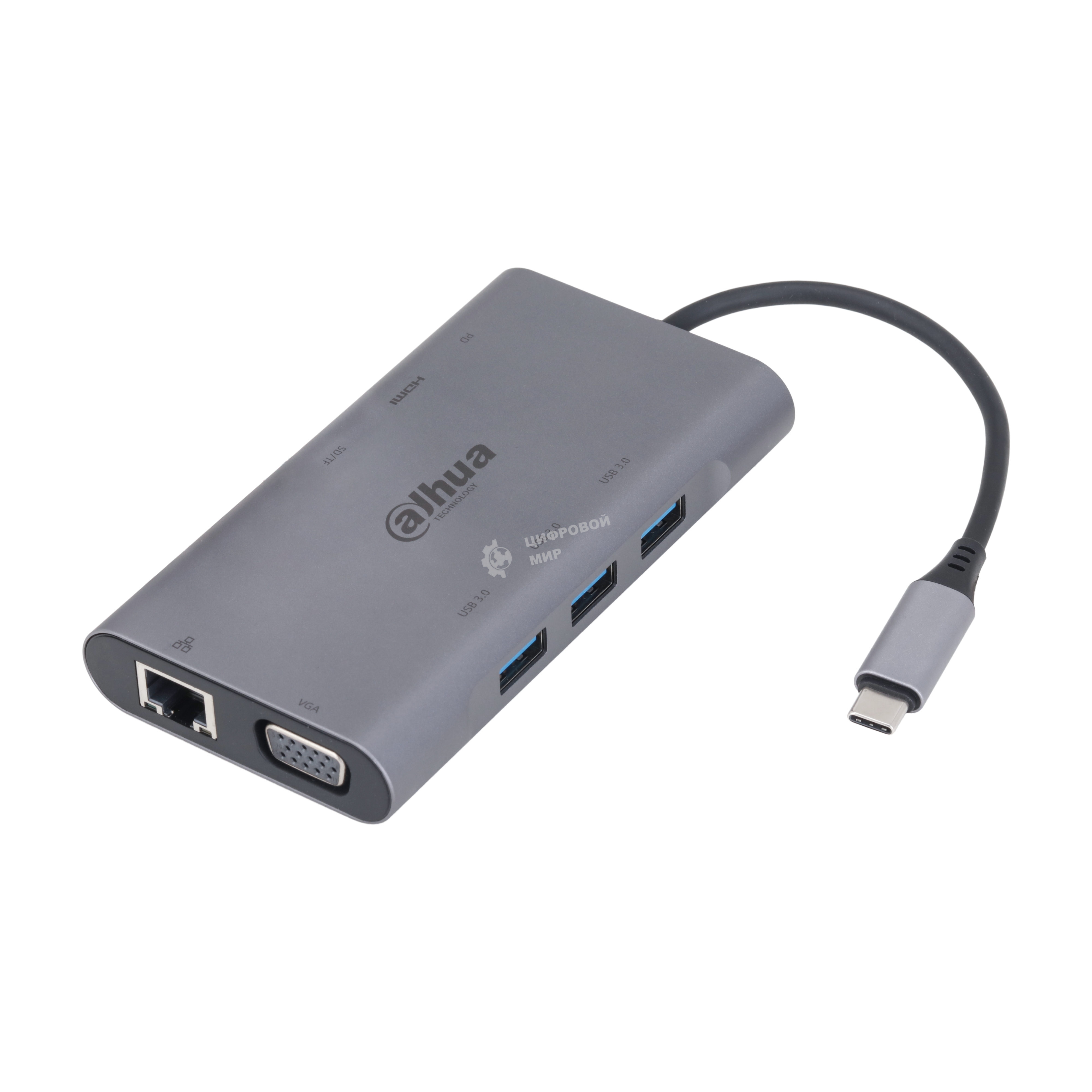 USB-концентратор Dahua 9 in 1 USB 3.1 Type-C to USB 3.0 + HDMI + RJ45 + VGA + SD/TF +PD Docking Station