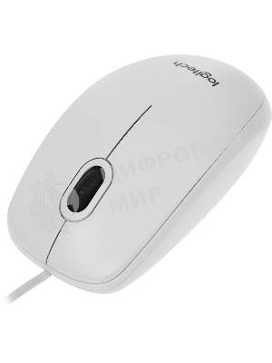 Мышь проводная Logitech B100 белый, 1000 dpi, USB, кнопки - 3