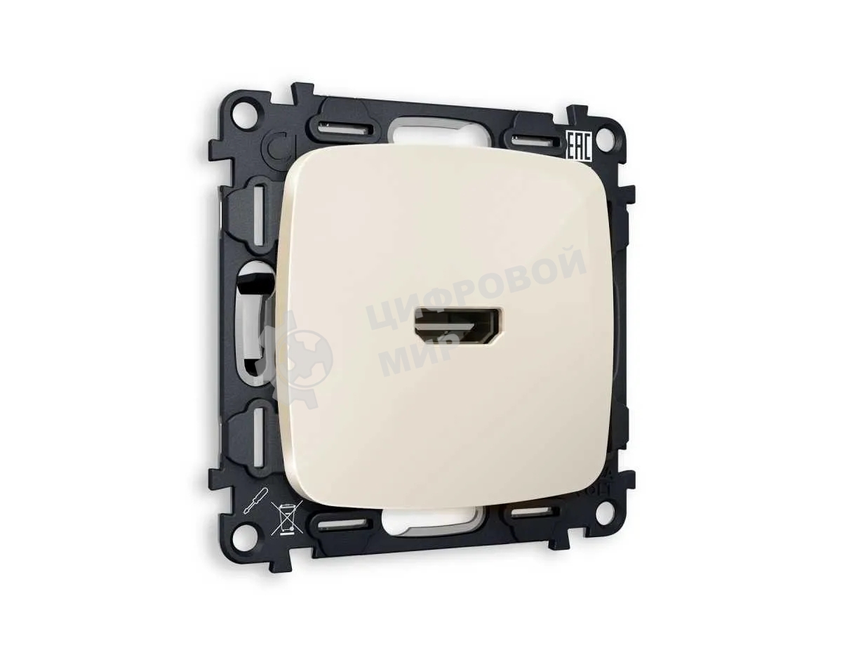 Комплект механизма розетки HDMI 2.0 OMEGA Бежевый глянец 40V/500mA 2.0GHz 5-18Gbit/s QUANT (OP3140, VM222) MO314010