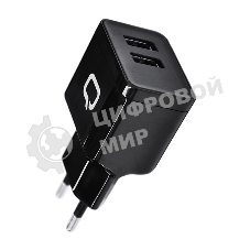 Сетевое зарядное устройство Qumo Energy (Charger 0062), 2 USB, 3.1A, Micro USB cable, черный