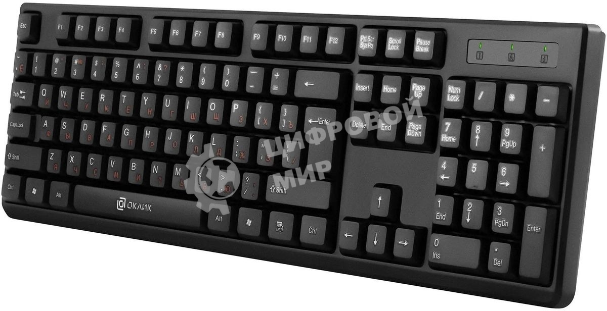 Клавиатура Oklick 100M HW3 проводная, USB Type-A, чёрный
