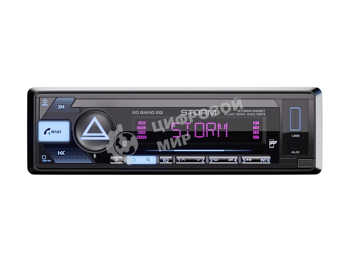 Автомагнитола AURA STORM-545BT, 1 DIN, Bluetooth, USB Type-A, AUX