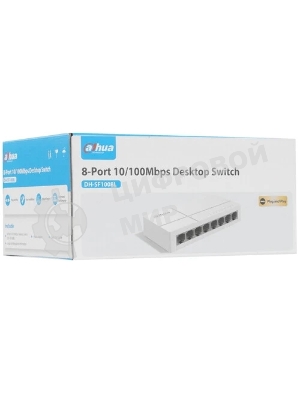Коммутатор Dahua DH-SF1008L, 8×100 Мбит/с, неуправляемый