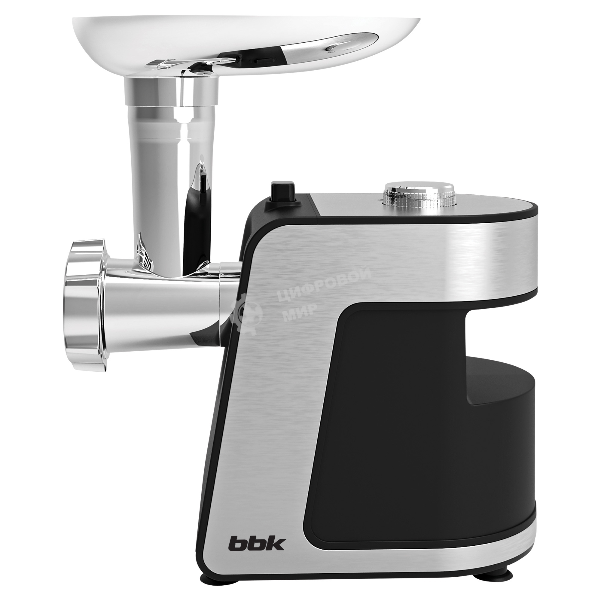 Мясорубка электрическая BBK MG2000 металлик/черный, 2000 Вт, 2.0 кг/мин, реверс, защита от перегрузки, насадки - 5