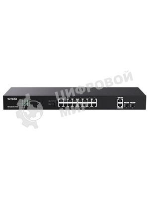 Коммутатор неуправляемый Tenda TEG1120P-16-250W PoE, 18 портов, 18x1 Гбит/с, PoE 16х30 Вт (до 250Вт), SFP 2x1 Гбит/с