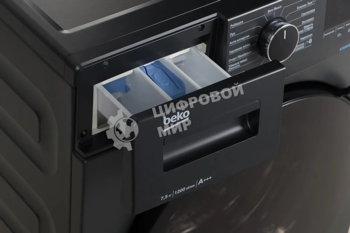 Стиральная машина Beko WSPE7H616A темно-серый, загрузка фронтальная 7,5 кг, 1200 об/мин., класс: А