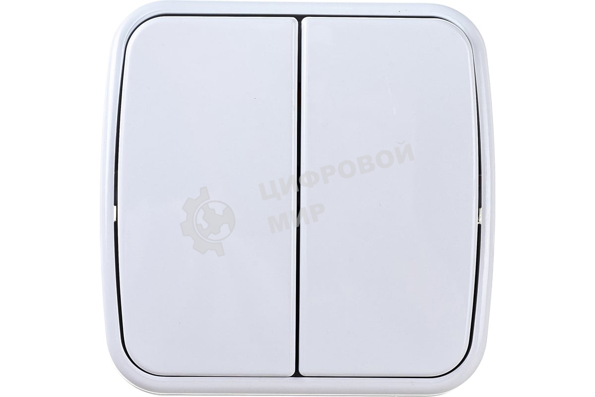 Выключатель Электра двухклавишный белый