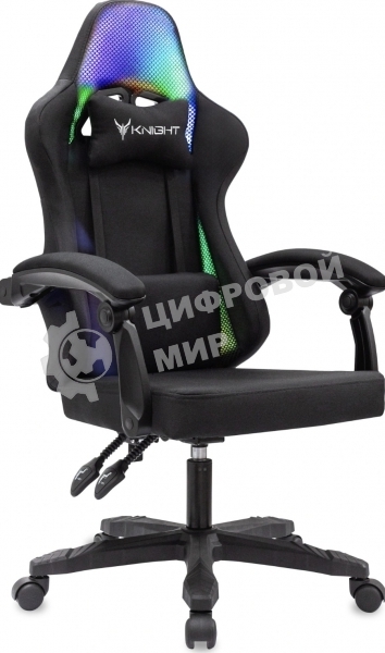 Кресло игровое Knight Wolf RGb черный, крестов. пластик