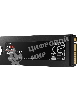 Накопитель SSD Samsung 990 PRO, 1000Gb, PCIe 4.0 x4, M.2 2280, NVMe, R/W 7450/6900, с радиатором