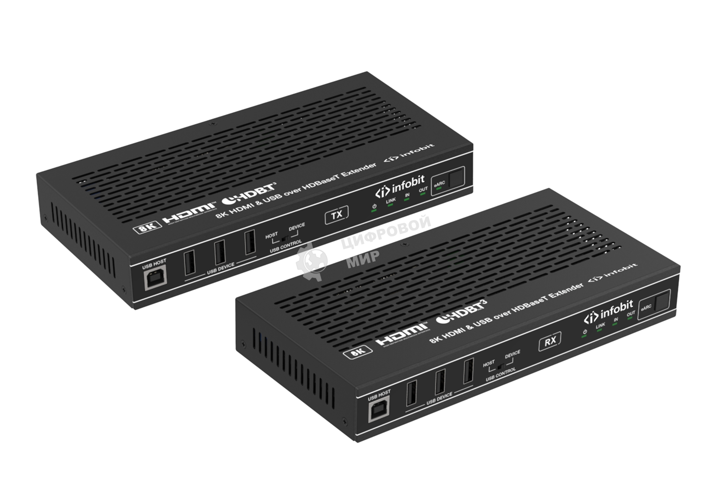 Удлинитель сигнала HDMI, USB Infobit iTrans E90U8K разрешение 8К/30, USB 2.0 до 90 метров, eARC