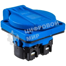 Розетка панельная IEK MAGNUM PSN71-016-3-2-44-K07 2P+PE 16А IP44 РП11-3 с защ. крышкой с заземл. син.