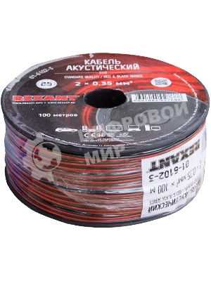 Кабель акустический Rexant ШВПМ 2х0.35 кв.мм, красно-черный, 100 м