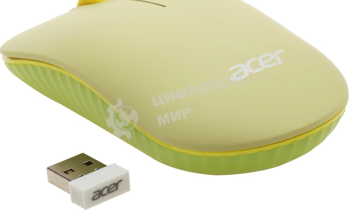 Комплект клавиатура + мышь Acer OCC205 беспроводной USB, 1200 dpi, зеленый/желтый