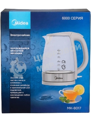 Чайник электрический Midea MK-8017 2200 Вт, 1.5 л, белый