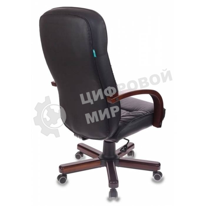 Кресло руководителя Бюрократ T-9908/WALNUT черный, кожа, крестовина металл