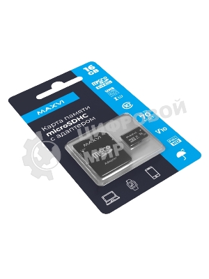 Флеш карта Maxvi microSDHC 16Gb, class 10, UHS-I (1), V10 (MSD16GbC10V10)