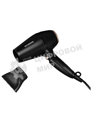 Фен Hyundai H-HD0767 черный, 2000 Вт, ионизация